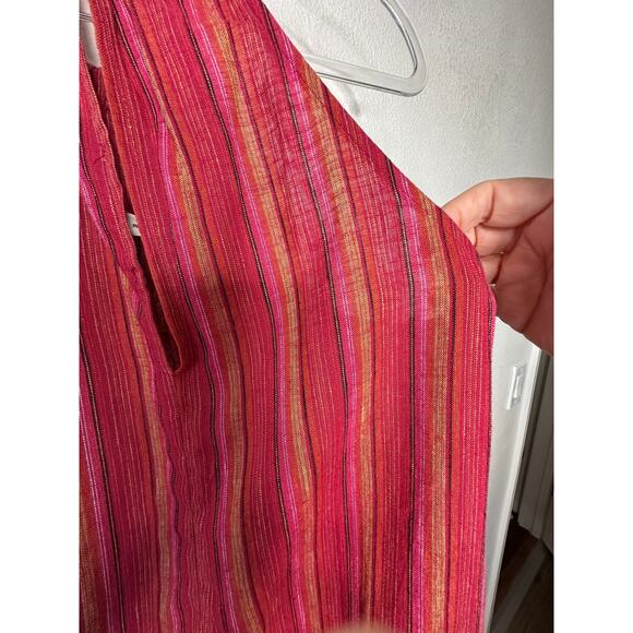 BCBG Generation Halter Mini Dress XS Pink Striped Sleeveless Flowy Ruffle Hem - Picture 9 of 16